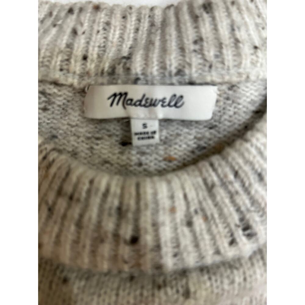 Madewell Donegal Wool Blend Sweater Dress Button Sleeve Mini Oatmeal Speckled - Picture 8 of 11
